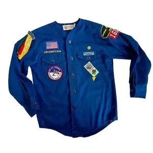 Vintage Boy Scouts of America Cub Scout Uniform Youth Shirt USA Made Size Medium